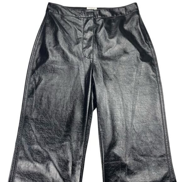 Aritzia Wilfred Vegan Leather Vinyl High Rise Straight Pant In Black Size 6 - Picture 3 of 6